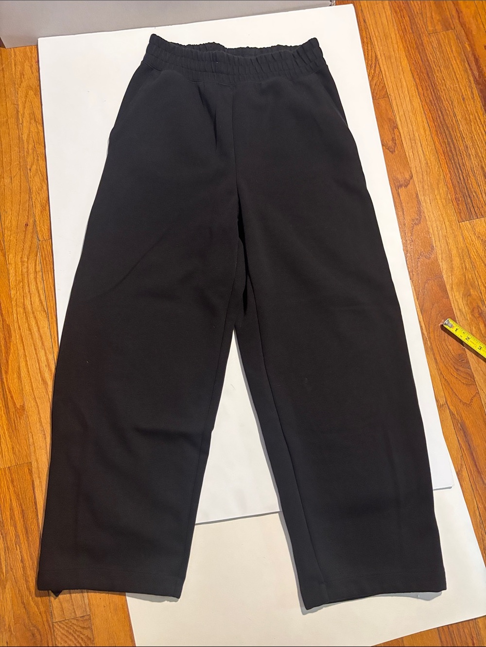 Women's Black Elastic-Waist wide leg sweat pants Pants - Classic Jogger Style